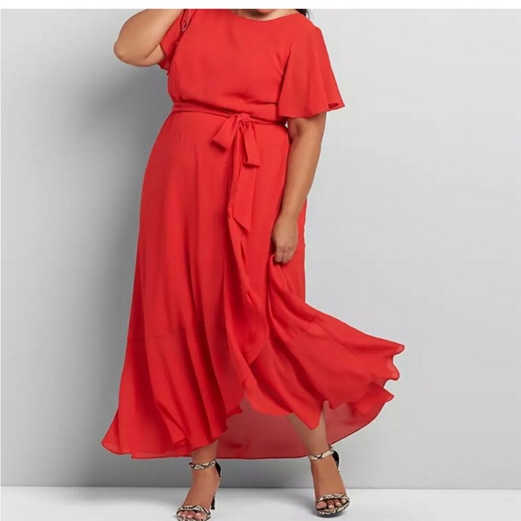 🔥💃Lane Bryant RED flutter sleeve dress💃 Size 14 - Picture 1 of 7